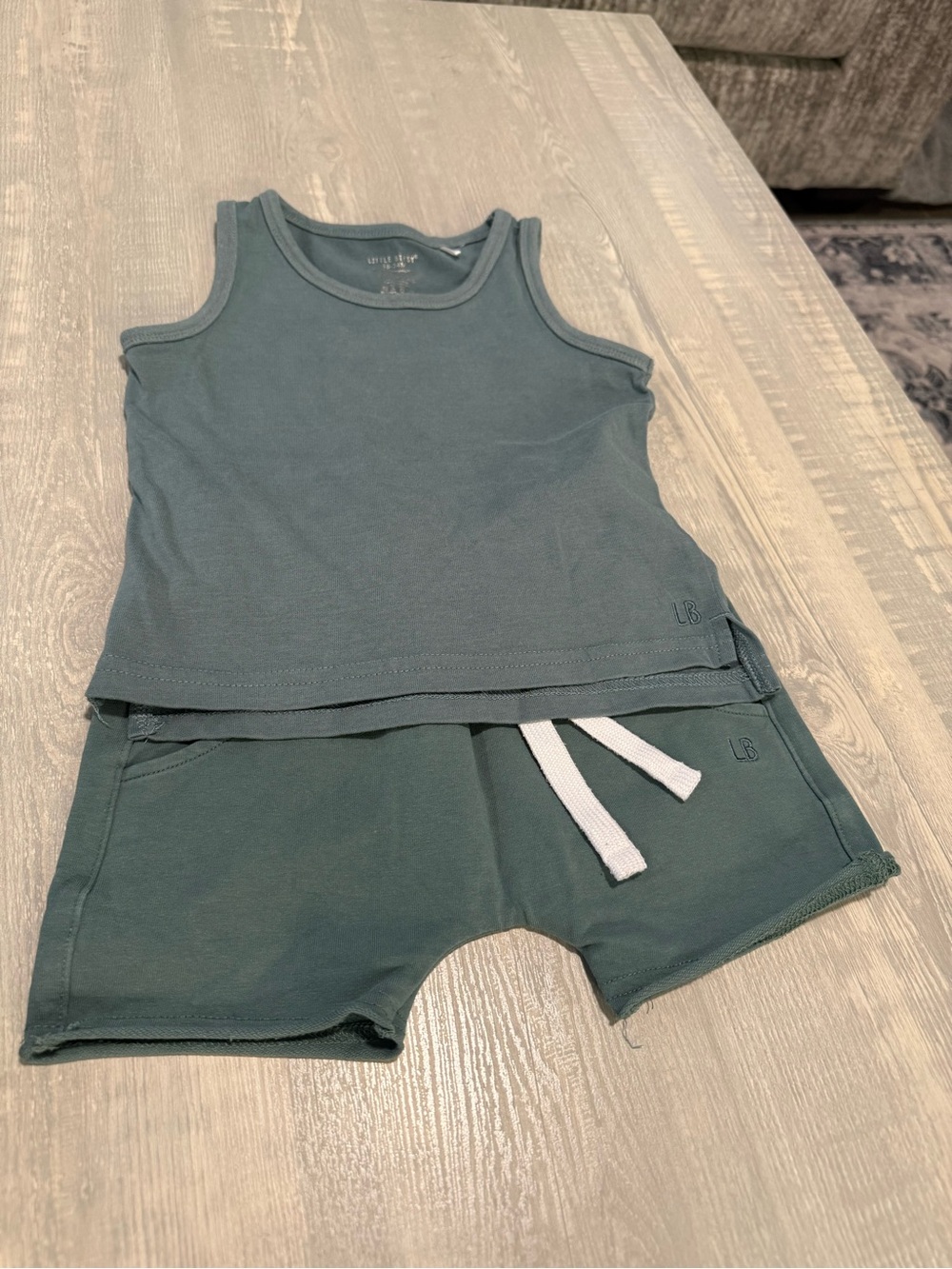 Little Bipsy Teal-Green Tank Top & Shorts Set